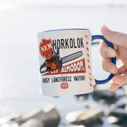   Retro bögre - Nem horkolok, azt álmodom, hogy láncfűrész vagyok - kék bögre