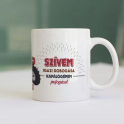   Retro bögre - Szívem igazi dobogása kapálógépem pufogása - fehér bögre
