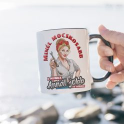   Retro bögre - Minél mocskosabb a munka annál jobb az eredmény - grafitszürke kerámia bögre