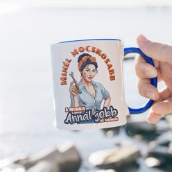   Retro bögre - Minél mocskosabb a munka annál jobb az eredmény - kék kerámia bögre