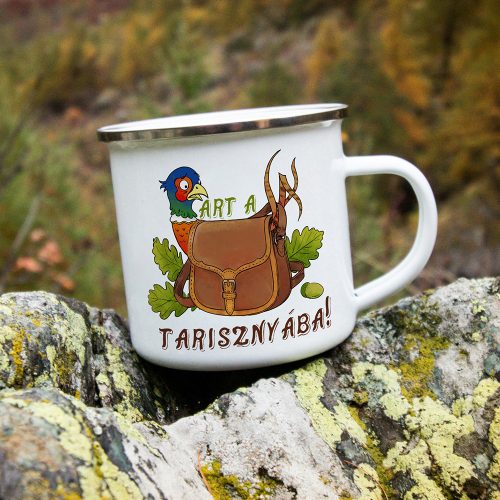Retro fémbögre - Szart a tarisznyába! - ezüst perem