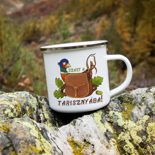 Retro fémbögre - Szart a tarisznyába! - ezüst perem