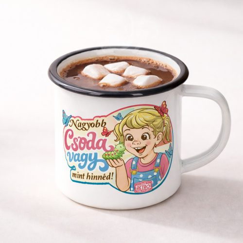 Retro fémbögre - Nagyobb csoda vagy mint hinnéd! - sárga - fekete perem