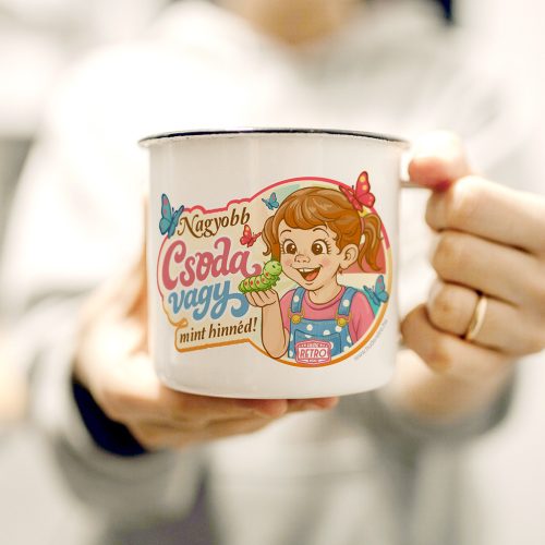 Retro fémbögre - Nagyobb csoda vagy mint hinnéd! - narancs  - fekete perem