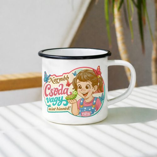 Retro fémbögre - Nagyobb csoda vagy mint hinnéd! - barna  - fekete perem