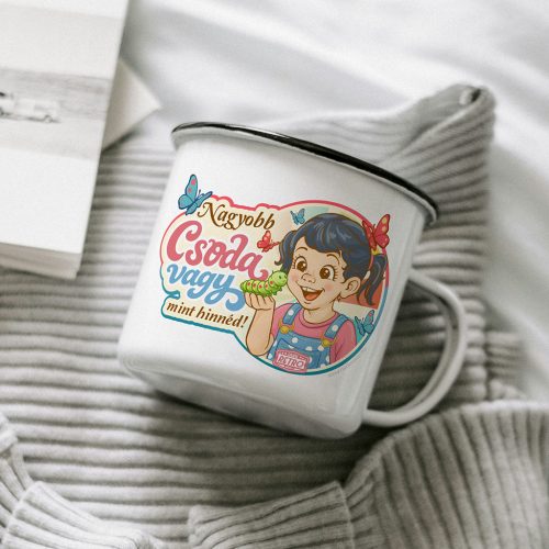 Retro fémbögre - Nagyobb csoda vagy mint hinnéd! - fekete - fekete perem