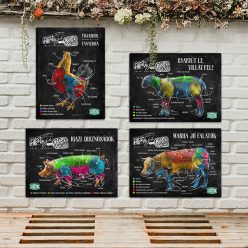   Retro fémtábla csomag - Állati jó részek - fekete - 4 DB termék - A3 - 30x40 cm