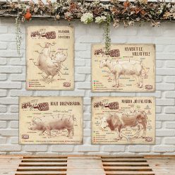   Retro fémtábla csomag - Állati jó részek - barna - 4 DB termék - A3 - 30x40 cm