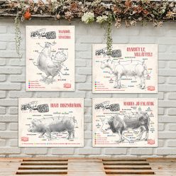   Retro fémtábla csomag - Állati jó részek - bézs - 4 DB termék - A3 - 30x40 cm