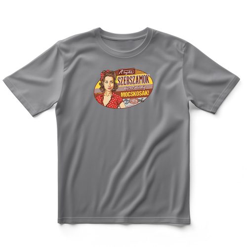 HuDe Retro póló - A legjobb szerszámok néha kicsit mocskosak - bordó minta - acélszürke