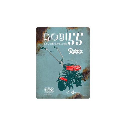 Retro fémtábla - Robi 55 - univerzális kerti kisgép - kék - A5 - 15x20 cm 
