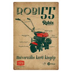   Retro fémtábla - Robi 55 - univerzális kerti kisgép - antik piros - A4 - 20x30 cm  