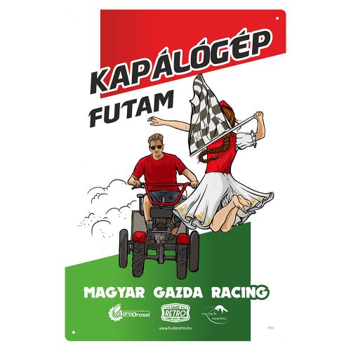 Retro fémtábla - Kapálógép Futam - A4 -20x30 cm