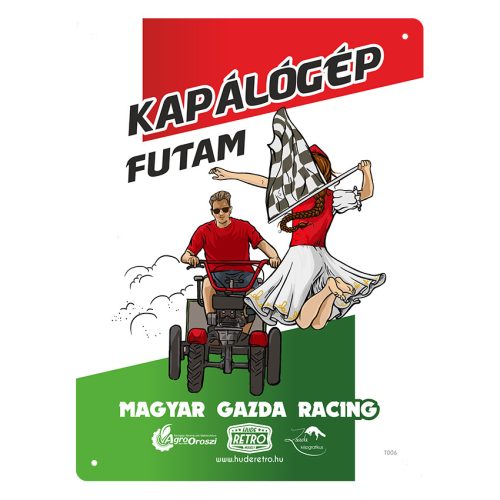 Retro fémtábla - Kapálógép Futam - A5 -15x20 cm
