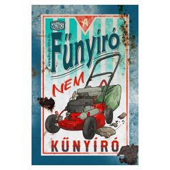   Retro hűtőmágnes - A fűnyíró nem kűnyíró - sötétkék - 6x9 cm