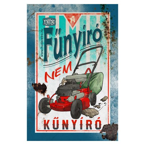 Retro hűtőmágnes - A fűnyíró nem kűnyíró - sötétkék - 6x9 cm