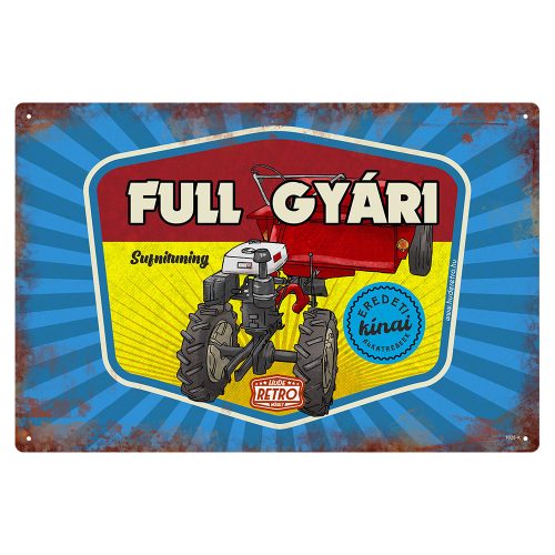 Retro fémtábla - Full gyári, eredeti kínai alkatrészekkel - kék - A4 - 20x30 cm - PREMIUM