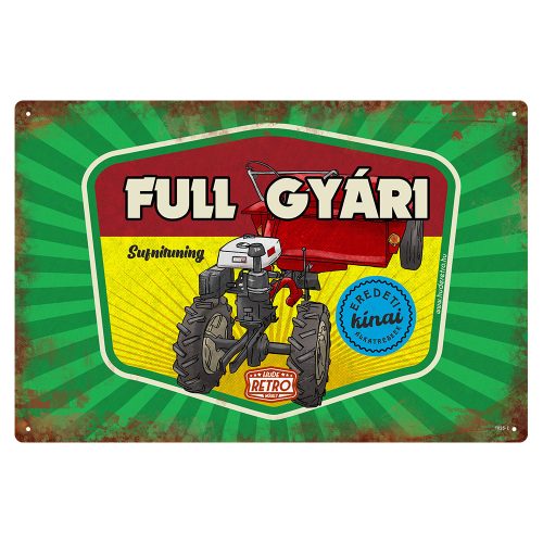 Retro fémtábla - Full gyári, eredeti kínai alkatrészekkel - zöld - A4 - 20x30 cm - PRMEMIUM