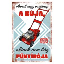   Retro hűtőmágnes - Annak nagy vasárnap a búja - kék - 6x9 cm