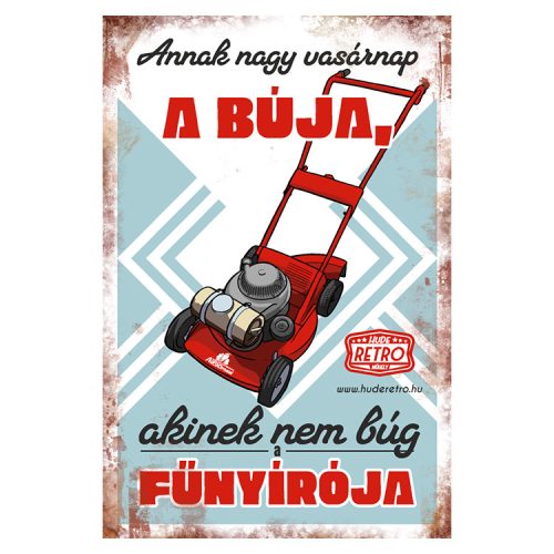 Retro hűtőmágnes - Annak nagy vasárnap a búja - kék - 6x9 cm