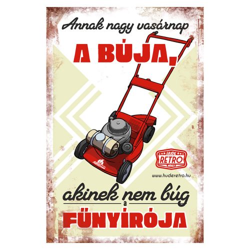 Retro hűtőmágnes - Annak nagy vasárnap a búja - sárga - 6x9 cm
