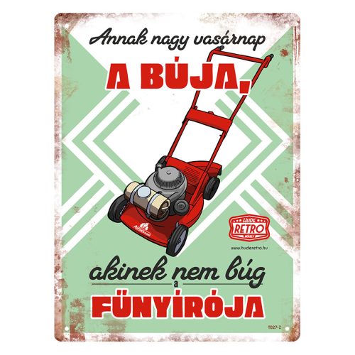 Retro fémtábla - Annak nagy vasárnap a búja - zöld - A5 - 15x20 cm