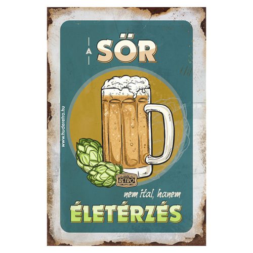 Retro hűtőmágnes - A sör nem ital, hanem életérzés - 6x9 cm
