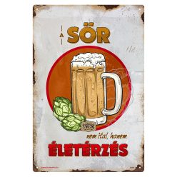   Retro fémtábla - A sör nem ital, hanem életérzés - piros kör - A4 - 20x30 cm