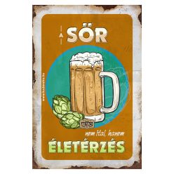   Retro hűtőmágnes - A sör nem ital, hanem életérzés - narancs kerettel - 6x9 cm