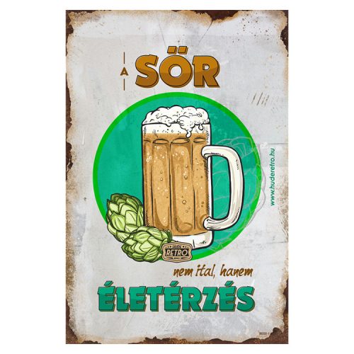 Retro hűtőmágnes - A sör nem ital, hanem életérzés - zöld kör - 6x9 cm