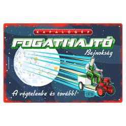   Retro fémtábla - Kapálógép fogathajtó bajnokság - piros - A4 - 20x30 cm