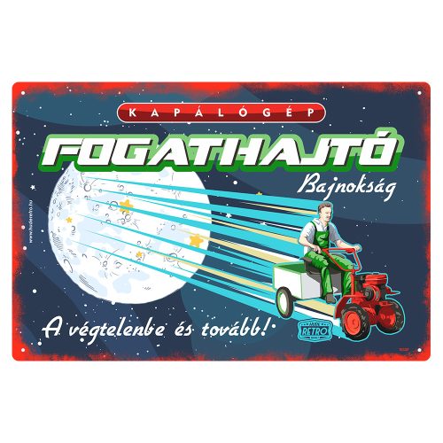 Retro fémtábla - Kapálógép fogathajtó bajnokság - piros - A4 - 20x30 cm