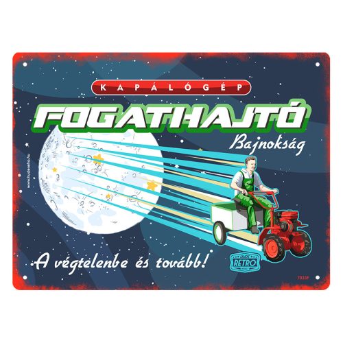 Retro fémtábla - Kapálógép fogathajtó bajnokság - piros - A5 - 15x20 cm