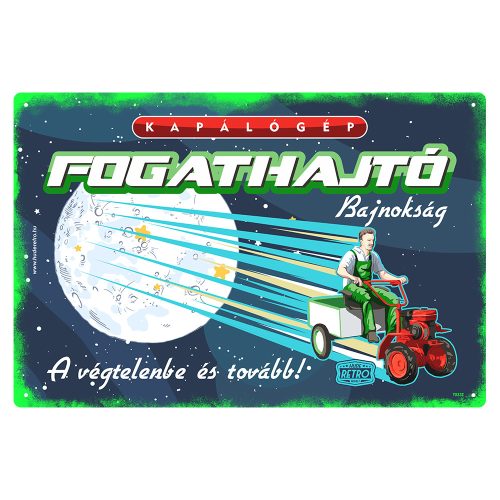 Retro fémtábla - Kapálógép fogathajtó bajnokság - zöld - A4 - 20x30 cm - PREMIUM