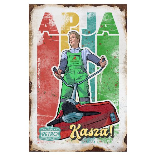 Retro hűtőmágnes - Apja kasza - világos - 6x9 cm