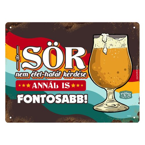 Retro fémtábla - A sör nem élet-halál kérdése - A5 - 15x20 cm