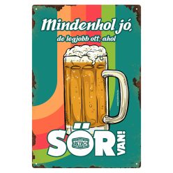   Retro fémtábla - Mindenhol jó, de legjobb ott ahol sör van - A4 - 20x30 cm
