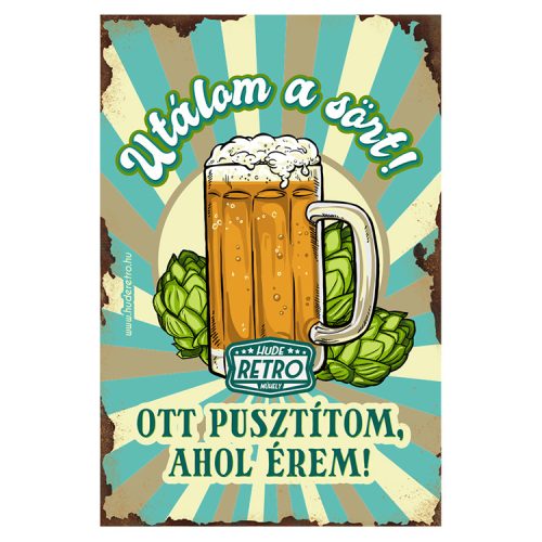 Retro hűtőmágnes - Utálom a sört! Ott pusztítom ahol érem - 6x9 cm