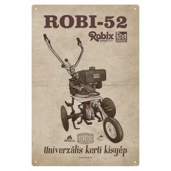   Retro fémtábla - Robi 52 - univerzális kerti kisgép - barna antik - A4 - 20x30 cm  