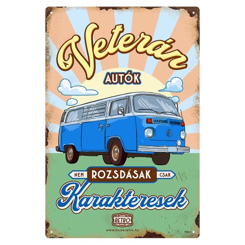 Retro fémtábla - A veterán autók nem rozsdásak, csak karakteresek - kék - A4 - 20x30 cm