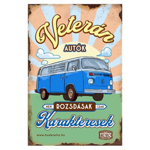 Retro hűtőmágnes - A veterán autók nem rozsdásak, csak karakteresek - kék - 6x9 cm