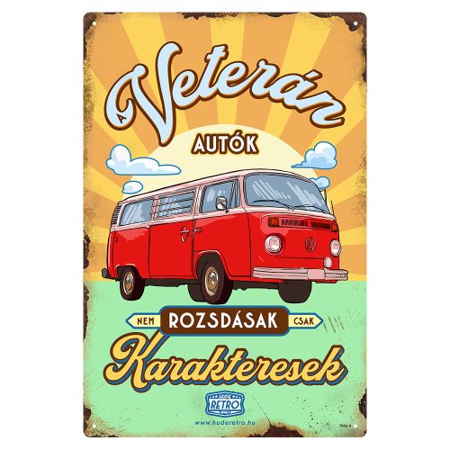 Retro fémtábla - A veterán autók nem rozsdásak, csak karakteresek - piros - A4 - 20x30 cm - PREMIUM
