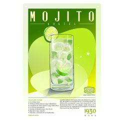   Retro fémtábla - Mojito koktél - krétatábla - SZÍNES A - A4 - 20x30 cm 