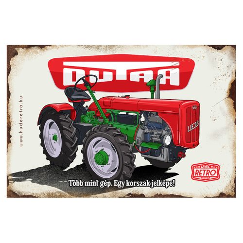 Retro hűtőmágnes - Dutra - Több mint gép. Egy korszak jelképe! - piros sima - 6x9 cm