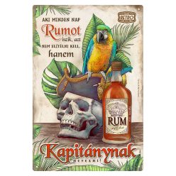   Retro fémtábla - Aki mindent nap rumot iszik... - barna - A4 - 20x30 cm