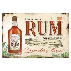   Retro fémtábla - Ha nincs rum... lázadás lesz! - barna - A4 - 20x30 cm