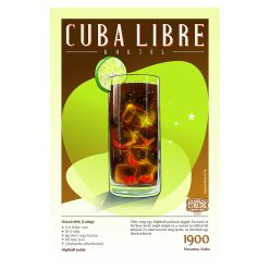   Retro fémtábla - Cuba Libre koktél -  SZÍNES A - A4 - 20x30 cm 