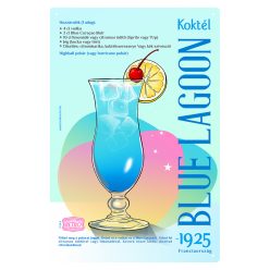   Retro fémtábla - Blue Lagoon koktél -  SZÍNES B - A4 - 20x30 cm 