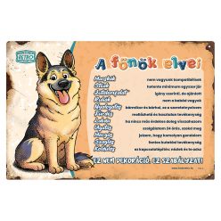   Retro fémtábla - A főnök elvei - németjuhász - narancssárga - A4 - 20x30 cm 