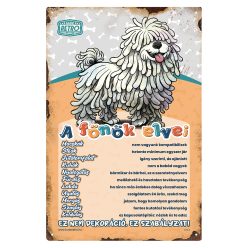   Retro fémtábla - A főnök elvei - fehér  puli - narancssárga - A4 - 20x30 cm 